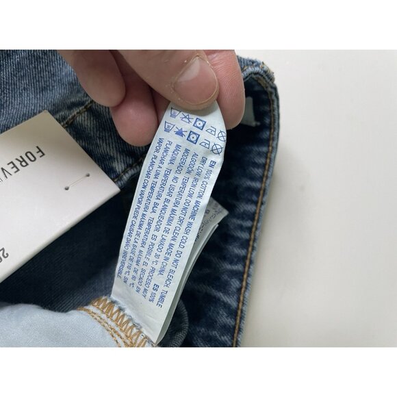 Forever 21 Blue Denim Mini Skirt Distressed Y2K S 26 NWT - Picture 6 of 6